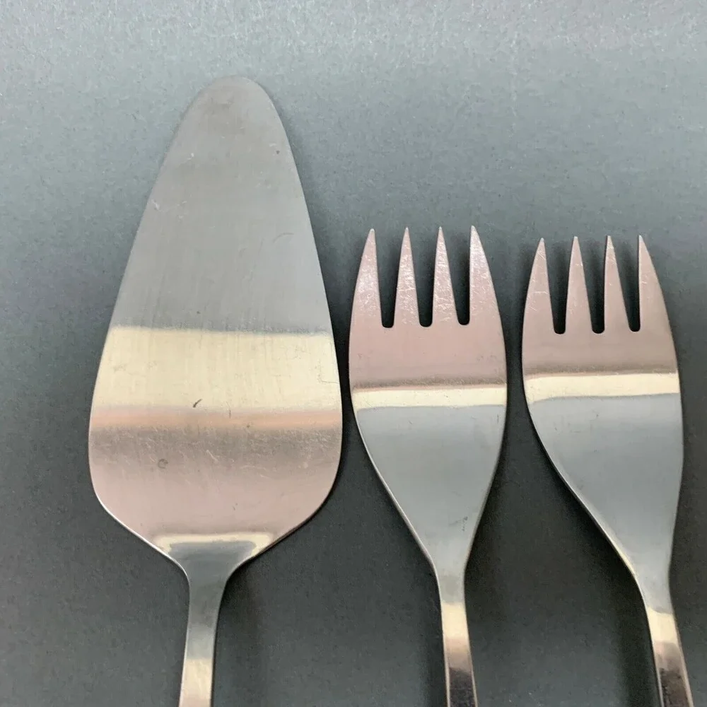 Pie Server Forks Flatware Stainless Steel Rose Lot of 3‎